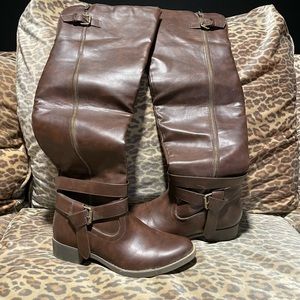 Wide Calf Brown Riding Boots